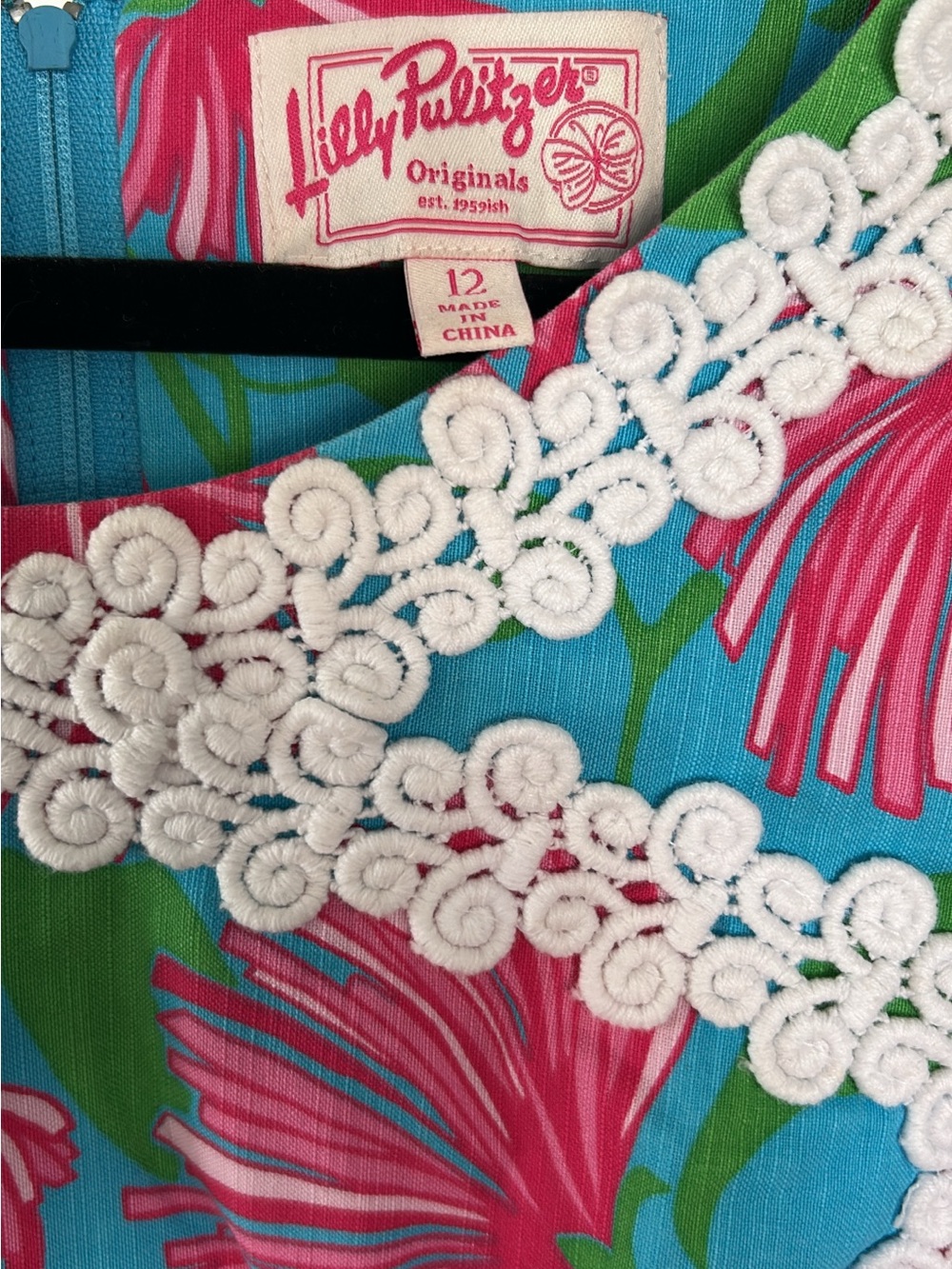 Lilly Pulitzer Vintage Pink Floral Shift Dress with Teal Base - Picture 2 of 2